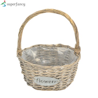 cesta de flores tejida a mano portátil para decoración de boda, jardín, hogar (5)
