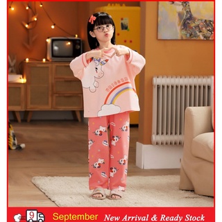 Pijamas niños Baju Perempuan estilo de manga larga camisón de dibujos animados impreso O-cuello camisón absorbe la humedad niño algodón dormir ropa