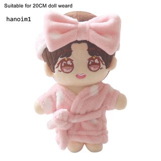 hwo_doll pijama arco nudo diadema todo-partido esponjoso peluche muñeca de juguete pijama para muñeca de 20 cm (5)
