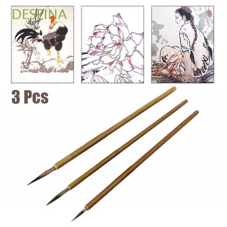 DESPINA Miniature Paint Brush Wolf Hair Art Stationary Hook Line Pen Watercolor Oil 3pcs Chinese Calligraphy Painting Drawing Supplies/Multicolor