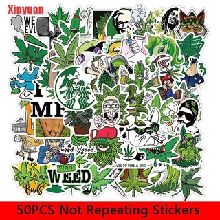 Xinyuan 50pc Cartoon Funny Cannabis Stickers Snowboard Laptop Luggage Guitar Suitcase