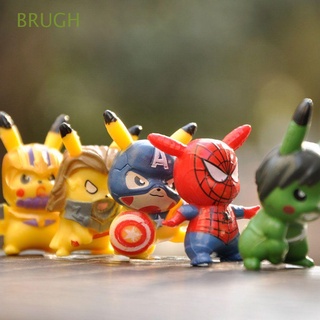 BRUGH Lindo Pikachu Figuras De Acción PVC Muñeca Adornos Vengadores 6 Unids/Set Miniaturas Modelo Juguetes Juguete Pokemon Figura (1)