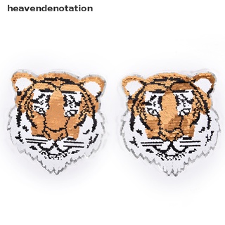 [heavendenotation] 1pc tigre reversible cambio de color lentejuelas coser en parches para ropa diy manualidades