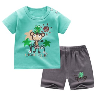 2Pcs bebé niños verano trajes niños de dibujos animados pato camiseta +pantalones cortos conjunto de ropa (5)