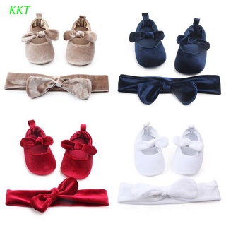 KKT 2 Pcs/set Newborn Baby Infant Cotton Anti-slip Toddler Bowknot Soft Sole Shoes
