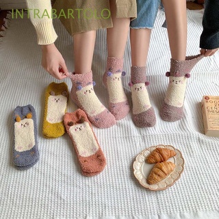intrabartolo casual coreano tobillo calcetines lindo invierno hosiery mujeres dormir calcetines bordado para niñas kawaii de dibujos animados caliente grueso piso calcetines