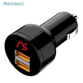 PETR 12V/24V Dual Ports 3.1A USB Coche Cargador De Cigarrillos Encendedor Digital LED Voltímetro Adaptador De Alimentación Para Teléfono Móvil Tablet GPS