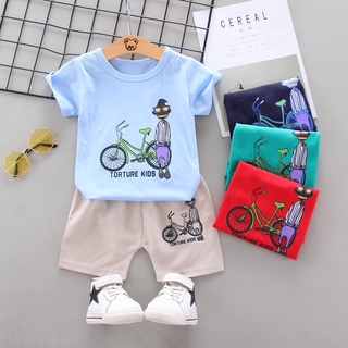 [mic]moda 1-4y bebé niño trajes niños camisetas pantalones cortos conjunto Baju Budak kasut ropa de los niños
