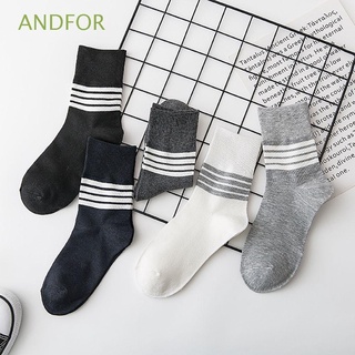 ANDFOR Punk Stripes Socks Fashion Men Hosiery Middle Tube Socks Winter Autumn Male Skate Harajuku Breathable Cotton/Multicolor