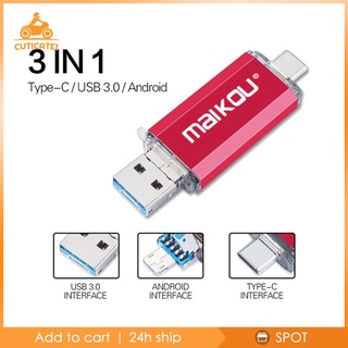 [cut1-9] Memoria Flash USB portátil 3 en 1 de 256 gb tipo C y Micro USB negro (4)