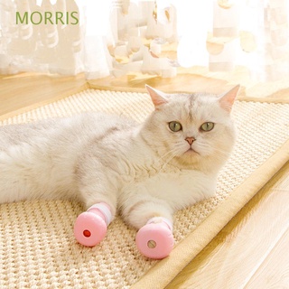 morris 4pcs gato pie cubierta anti-arañazos garra zapatos gato zapatos cubierta de pie de silicona manoplas baño hogar gato garra guantes/multicolor