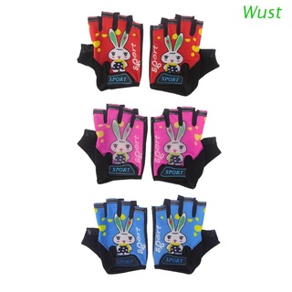 Wust - guantes de ciclismo para niños, conejo, deportes al aire libre, antideslizante, transpirable, medio dedo