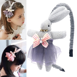 banda para el cabello de encaje con diseño de conejo antideslizante para niñas