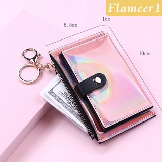 [Flameer1] cartera de mujer Bifold con bolsillo para monedas, llavero, color morado (5)