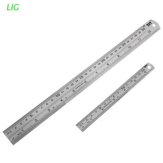 LIG 2PCS Stainless Steel Ruler and Metal Rule Kit 30cm 15cm 12inch 6inch Thickening