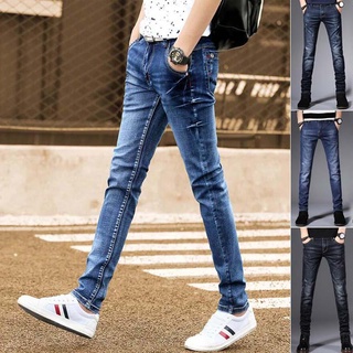 Nueva moda de los hombres Jeans Skinny Jeans Slim Fit pantalones largos pantalones de los hombres pantalones elásticos Ripped Jeans
