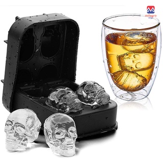 skull ice tray molde 3d silicona diy creativo hielo cráneo fabricante para navidad halloween whisky cócteles jugo
