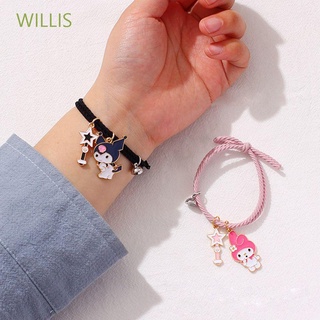 Willis 2 unids/set estilo cuerda de pelo moda mejores amigos pulsera pareja pulsera gato oso Kuromi flor Animal conejo perro san valentín