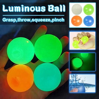 Bolas de pared pegajosas objetivo bola fluorescente techo bola Anti-estrés descompresión juguete Catch Throw Ball juguetes de niños