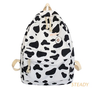 steady vaca patrón mochila de lona escuela bookbag bolsa de viaje casual daypack para adolescentes