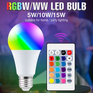220v E27 RGB LED bombilla luces 5W 10W 15W RGBWW luz 110V LED Lampada cambiante colorido RGBW LED lámpara con Control remoto IR