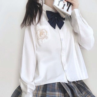 Jk uniforme de manga larga camisa para las mujeres 2021 primavera nuevo estilo todo-partido hipster blanco POLO estudiante camisa tre