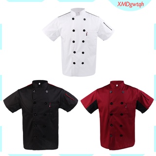 male executive chef abrigo de manga corta top chefwear durable camarero uniforme