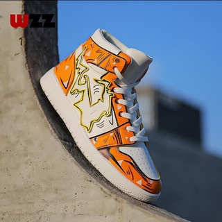 Wzz moda único patrón de los hombres Casual zapatillas de deporte zapatos Anime Demon Slayer alta Tops