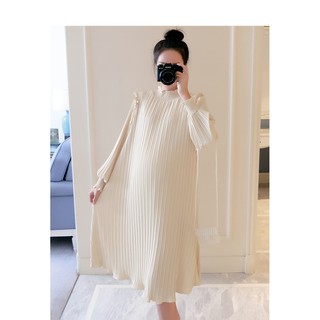 Nueva primavera vestidos de maternidad moda gasa plisado largo embarazo vestido 2020 Casual suelto ropa de maternidad para mujeres embarazadas (8)