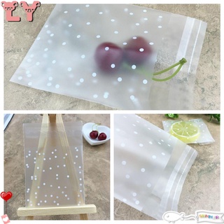 LY 100 PCS Gift Plastic Packaging Bag New White Dots Self Adhesive Cookie Candy Hot Baking Seal OPP