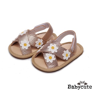 B-bbaby zapatos planos antideslizantes para niñas/sandalias de suela suave con estampado Floral/blanco/ dorado/rosa (2)