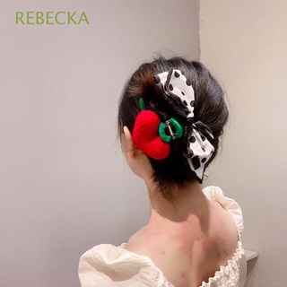 REBECKA Cute Lovely Hair Clips Elegant Barrettes Hair Claws Big Hair Ornaments Knitted Red Heart Fashion Polka Dot Pattern Korean Style