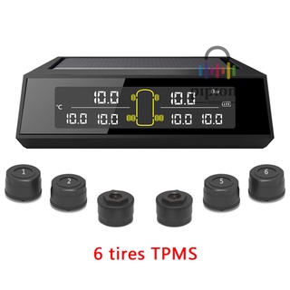 Coche camión TPMS sistema de monitoreo de presión de neumáticos coche inalámbrico de carga Solar sistema de alarma de Control de voltaje sistema con 6 sensores externos reemplazables batería LCD pantalla