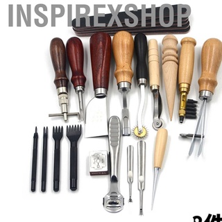 Inspirexshop 19 unids/set de herramientas de cuero para artesanías de cuero, costura de cuero, tallado, bricolaje hecho a mano