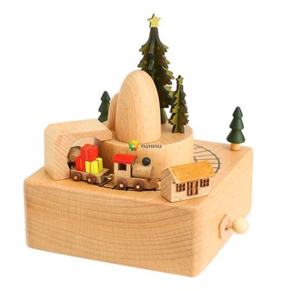 Caja De Música De madera Decorativa De navidad/árbol De navidad/tren/caja Musical Para regalo De cumpleaños/boda (5)