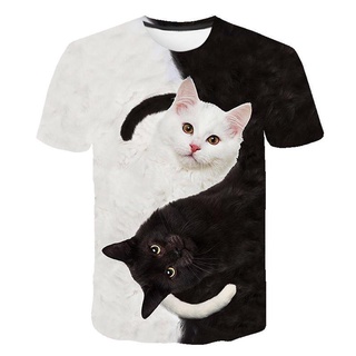 2022 Venta Caliente 3D Gato Impresión T-shirt Hombres/Mujeres Verano Divertido Manga Corta Top Casual Cuello Redondo animal Camiseta