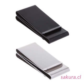 sakura Stainless Steel Slim Double-sided Money Clip Purse Wallet Credit Card ID Holder