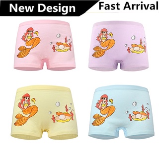✨VILISI✨ 4 PCS In 1 2-12T Kids Girl Panties Elasticity Breathable Girl’s Boxer Cartoon Solid Cotton Underwear