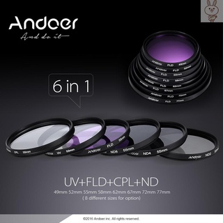 ANDOER [Nuevo] Kit de filtro de lente de 72 mm UV+CPL+FLD+ND (ND2 ND4 ND8) con bolsa de transporte, tapa de lente, soporte para tapa de lente, tulipán y capucha de lente de goma, paño de limpieza (7)