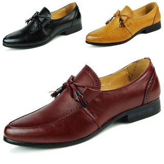 3 colores de los hombres de negocios de microfibra zapatos de cuero Formal borla deslizamiento en zapatos