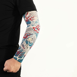 Temporal tatuaje brazo protector solar mangas conducción y montar protector solar transpirable frío brazo protección