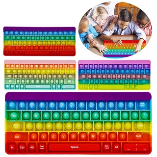 Teclado arcoíris con Letras y Números Pop-It Push-Bubble Fidget juguetes Squishy Reliver juguete estrés Adulto antiestrés
