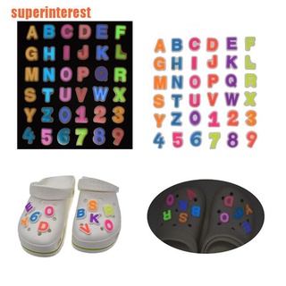 CHARMS [est] 10 piezas de letras fluorescentes de pvc para zapatos que brillan en el alfabeto oscuro