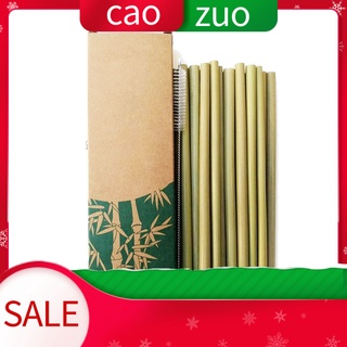12 pajitas reutilizables de bambú para beber, fiesta, vajilla, hogar, con cepillo de limpieza