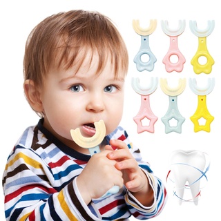 Cepillo de dientes de bebé niños 360 grados en forma de U niño cepillo de dientes mordedores de silicona suave cepillo de bebé dientes de niños cuidado Oral limpieza L5