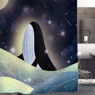 color _dolphin impreso cortina de ducha impermeable bañera cubierta con 12 ganchos