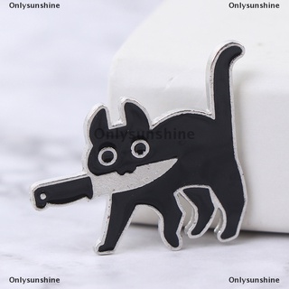 Onlysunshine| Broche creativo de dibujos animados negro gato modelado Pop esmalte Pin solapa insignias broche joyería