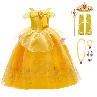 Vestido De Princesa Belle De Verano Para Niñas Baile Floral Disfraz De Cosplay Para Niños (1)