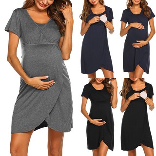 Leeesins mujeres embarazadas maternidad raya túnica lactancia materna verano vestido de maternidad