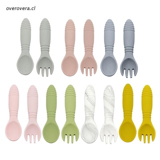 ove Children Tableware Baby Dishes Set Silicone Fork Spoon Set Feeding Food Dishes BPA Free